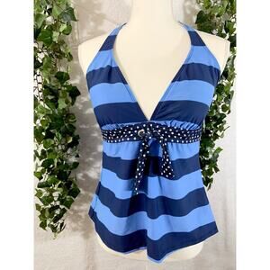 NWT Tommy Hilfiger Blue Navy Striped Tankini Bikini Top